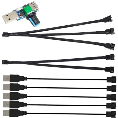 Gebildet 5-Stück USB auf 3/4-Polig PWM 5V USB-Ummanteltes-Lüfter-Netzteilkabel, Lüfter-Windgeschwindigkeitsregler, 2-/3-Weg-PWM-Splitterkabel