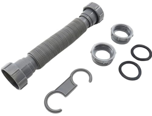 Neamou Sink Drain Pipe 45mm, Kitchen Sink Waste Pipe, Flexible Pipe With Gaskets And Clips, Kitchen Sink Overflow Pipe, Kitchen Sink Waste Fittings, Wear-Resistant Sink Plumbing Parts Replacement Kit