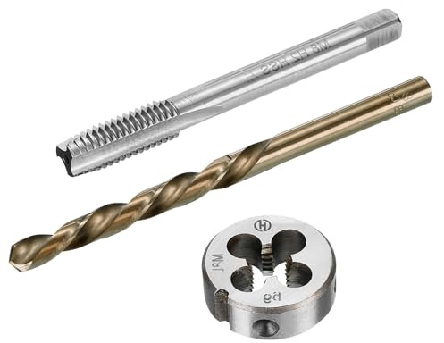 MACHSWON Tap and Die and Drill Bit Set,M8x1.25 Left Hand Thread Milling Tap and Round Die,6.8mm Cobalt High Speed Steel Twist Drill Bit