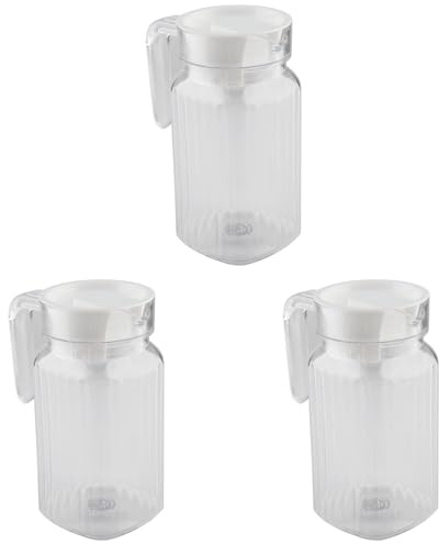 3-teiliger Acryl Saftkrüge, 500 Ml Transparenter Wasserkrug Eisteekrug Saftbehälter mit Deckel Wasser Krüge Kunststoff Saftflasche für Heimgetränke Sangria Limonade Saft Milch Kaffee