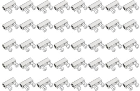 PATIKIL Steel Wire Rope Cable Clamp, 40 Pack M3 Double Hole Wire Rope Clips 3.0mm Line Hole with End Screw Stopper, Nickel Tone