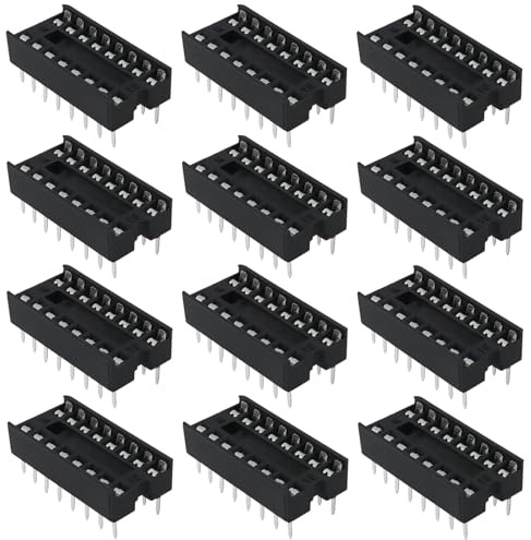 ECSiNG 50 st 16 stift DIP IC-uttag 2,54 mm tonhöjd chip-uttag lödtypadaptrar för digitala kretskort analogt kretskort elektronisk utvecklingskort 20 x 10 mm