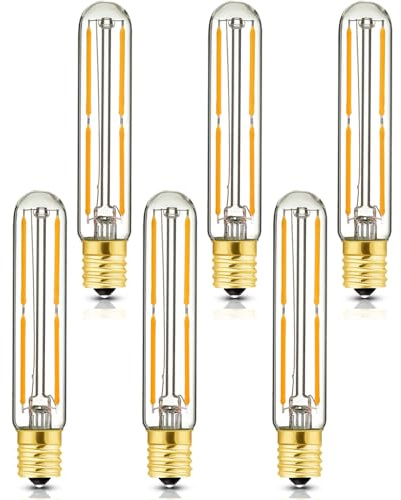 LVYE E17 LED T20 Tubular Bulb 6W,Dimmable Led Tube Bulbs,2700K Warm White,60 Watt Equivalent,600lm,Led Light Bulb for Exit Sign Light,Refrigerator,Freezer,6Pack.