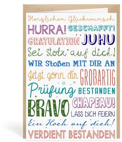 MEJOSER Karte mit Umschlag Abi Bachelor Abschluss Klappkarte Abitur 2025 Geschenke Bestandene Prüfung Geschenk Schulabschluss Führerschein Bestanden mit Sprüchen Studium Schule Ausbildung
