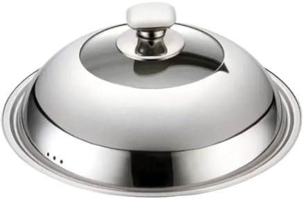 THEDAYBABY Couvercle de poêle en acier inoxydable - Couvercle de rechange visible pour wok de qualité supérieure - 32 cm
