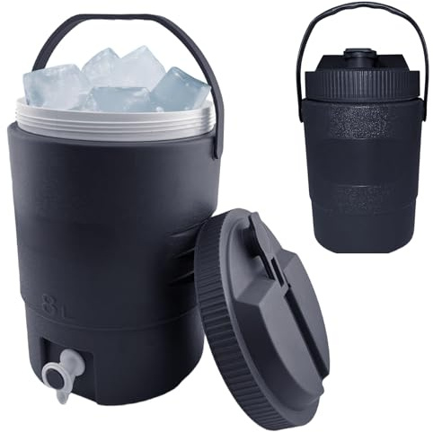 SISKEYCOOC 8L+1L Premium Heiß- und Kaltgetränkespender, Isolierter Getränkespender mit Zapfen, Thermoskanne, Wasserspender mit Deckel, Getränkespender mit kühlung für Milch, Wasser, für Indoor/Outdoor