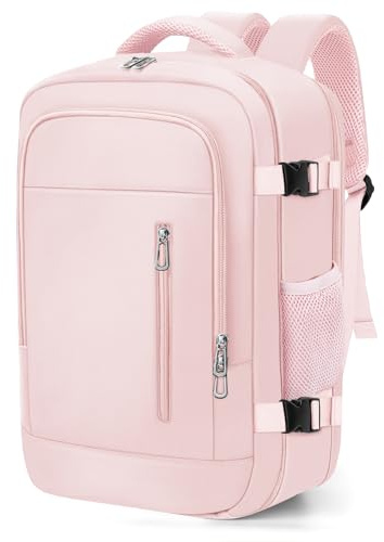 OTAHGK Mochila de Viaje Cabina Avion 40 x 20 x 25 para Ryanair Equipaje de Mano Maletas de Cabina Bolsa de Viaje para Portátil de 14 Pulgadas con Orificio de Carga USB y Bolsillo Antirrobo-Rosa