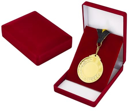 OLYCRAFT 2 Stück Aufbewahrungsboxen Für Einzelne Medaillen Dunkelrote Samt Ausstellungsboxen Für Abzeichen Rechteckige Medaillen Anstecknadel Hülle Abzeichen Sammelbox 12.3x9x3.15cm