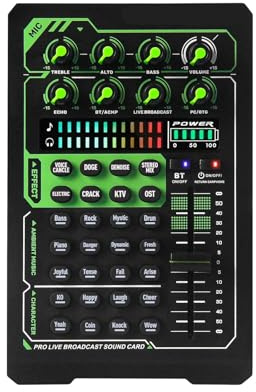 Mesa Mezclas DJ, Mezclador de audio for juegos con tarjeta de sonido en vivo Mezclador de transmisión de placa de audio con efecto de sonido DSP