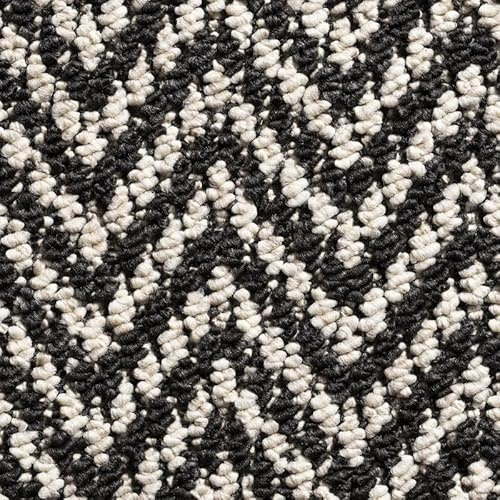 Tuda Carpets | Aztec Herringbone 5mm Pile Budget Carpet with Felt Backing, 8.9mm Total Height | Black-White (3128) - 4m x 2m (13ft1 x 6ft6)
