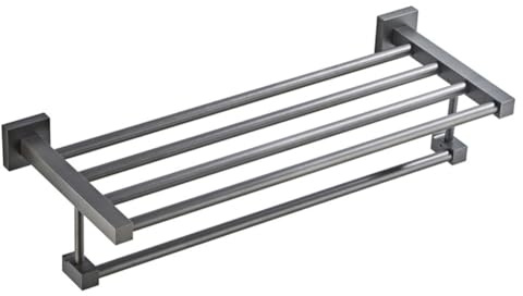 Portasciugamani da parete grigio scuro in alluminio spaziale con asta elegante e durevole bagno per asciugamani, accappatoi e accessori perfetto per l'arredamento moderno della casa.