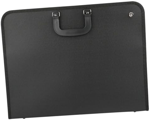 Veemoon Schwarze Portfolio Tasche aus 600d Oxford Stoff mit Griff Aufbewahrungstasche für Kunstbedarf Tragetasche für Künstler und Kunststudenten zur Sicheren Aufbewahrung von Zeichnungen