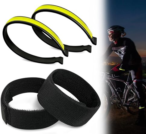 Coco Berming 4 Pièces Serre Pantalon Velo, Universel Pinces à Vélo Réfléchissantes, Bande Pantalon Élastique pour Jogging Cyclisme