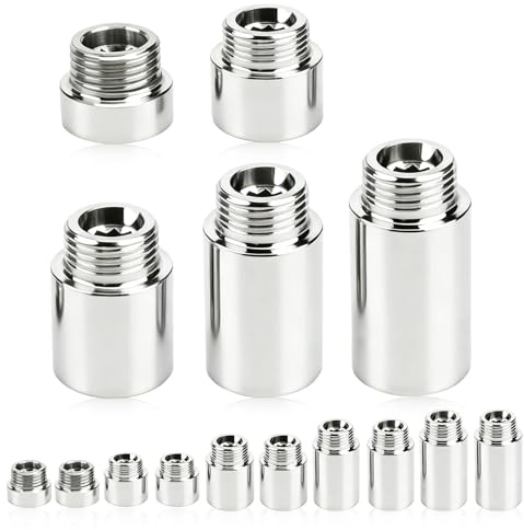 15 prolunghe per rubinetto da 1/2 pollici, in acciaio inox, prolunga per doccia 10/20/30/40/50 mm (IG Ø 19,5 mm x AG Ø 20,3 mm), tubo di prolunga in acciaio inox per doccia