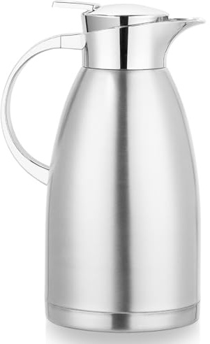 2L (70 oz) Edelstahl-Kaffeekanne, Doppelwandige mit Vakuumisolierung Isolierkanne mit ergonomischem Griff für Kaffee, Tee & Wasser, hält Getränke lange heiß und kalt, auslaufsicher