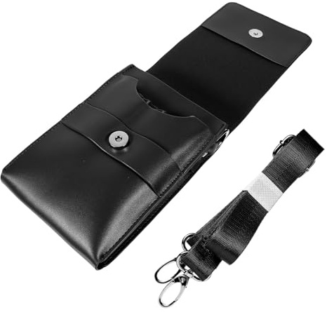 VICASKY Forbici Grande Capacità Design Semplice e Cintura Regolabile Borsa per Pelle di Bovino Nero da Parrucchiere per Salone e Uso Professionale