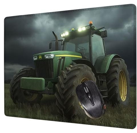 Alfombrilla Ratón Verde Mouse Pad Tractor Alfombrilla Escritorio, 40x30x0.3cm Tapete Rato, con Base de Goma Antideslizante, Mejora la precisión Velocidad Pequeña Mousepad Portátil para Gaming H0-171