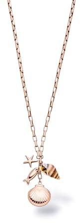 Purelei Ocean Crush Kette für Damen, Halskette aus Edelstahl mit Maritimen Anhängern, Muschel, Seestern und Fisch, Verstellbare Statement Kette 40–45 cm, Roségold