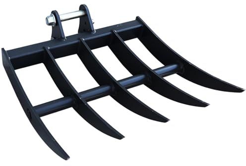 Rastrello per Miniescavatore 0,8–1,8T, Accessorio Escavatore Compatto per Livellamento Terreno, Rimozione Detriti e Preparazione Suolo con Attacco 25 mm