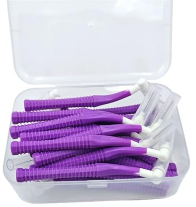 Interdentala borstar 20 st tandborste av L-typ tandborste, interdentalborste, utbytbara ortodontiska (0,7 mm lila 20 st)