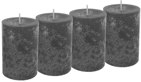 Unbekannt 4 Stumpenkerzen Kerzen Grau Anthrazit 6cm Adventskranz Weihnachten Tischdeko Deko