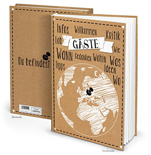 Logbuch-Verlag Großes Gästebuch DIN A4 Weltkarte Globus Ferienwohnung Pension Hotel