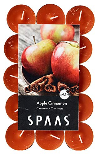Spaas 30 Scented Tealights in Flatpack, ± 4.5 Hours, Apple Cinnamon