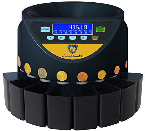 Münzzähler Geldzählmaschine Euro Münzen SR1200LC von Securina24 (schwarz LC - BGB)