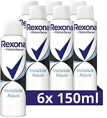 Rexona Women Anti Transpirant Spray Invisible Aqua Deospray mit 48 Stunden Schutz gegen Körpergeruch und Achselnässe mit Anti-Transpirant-Technologie 6x 150 ml