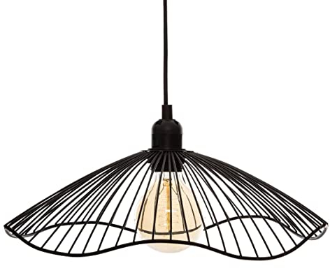 Atmosphera - Suspension Filaire Galt Noire - D 34 cm, En Métal, Style Industriel - Luminaire Pour Salon, Cuisine, Chambre
