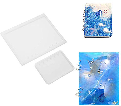 Résine Moule en Transparent pour Bricolage Résine époxy cristal couverture bloc-notes2Pcs A5 A7 Notebook Resin Handcraft Tools