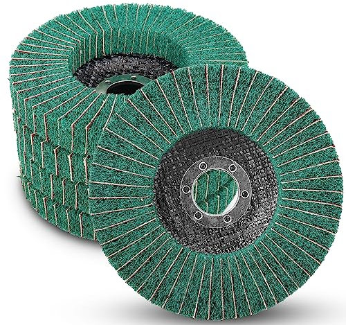 5Pcs 4.5 x 7/8 Nylon Fiber Flap Wheels Polishing Buffing Wheels Scouring Pad Grinding Disc for Angle Grinder for Metal Polisher (Grit 120)