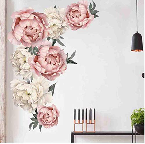 Angoter Pfingstrose Rose Blumen Wohnkultur Große Papierblumen-Kinder-Wohnzimmer Schlafzimmer-Wand-Dekor-Aufkleber auf der Tapete DIY Abziehbilder Zufall Stil
