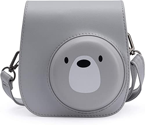 Frankmate Caméra Housse Compatible Fujifilm Instax Mini 11 Appareil Photo Instantané - Sac de Caméra en Cuir Voyage Caméra Case Sac avec bandoulière Amovible (Ours Mignon)