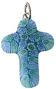 KVN Kreuz-Anhänger Murano-Glas ca. 3 x 2 cm blau