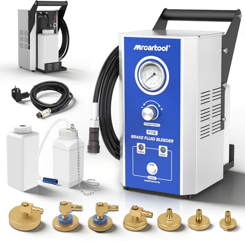 Bremsenentlüftungsgerät Elektrisch 220V 0~3 Bar Bremsflüssigkeitswechselgerät Auto mit 7 Adapter Bremsflüssigkeitsbehälter Kompatibel mit Benz BMW VW AUDI Toyota Bremsflüssigkeits-Entlüftung