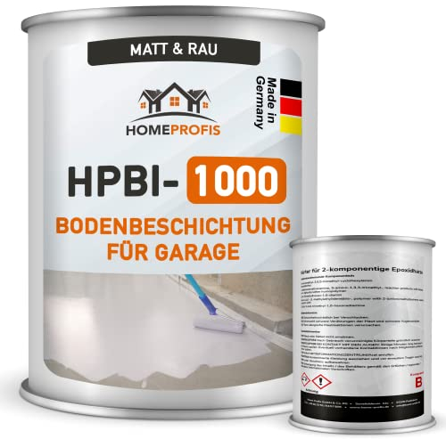 Home Profis® matter Garagenboden rutschfest (25m²) | 30 Farben | Beton, Estrich & Fliesen | Werkstattboden Bodenfarbe Innen | 2K Epoxidharz Bodenbeschichtung | RAL 7030 Steingrau | HPBI-1000