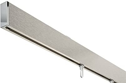 DécoProfi Gardinenstange Innenlauf 1-läufig Set rechteckig Above Silber Eloxiert/Verchromt I Länge: 400cm Aluminium für Deckenmontage I Als Gardinenschiene & Vorhangstange geeignet