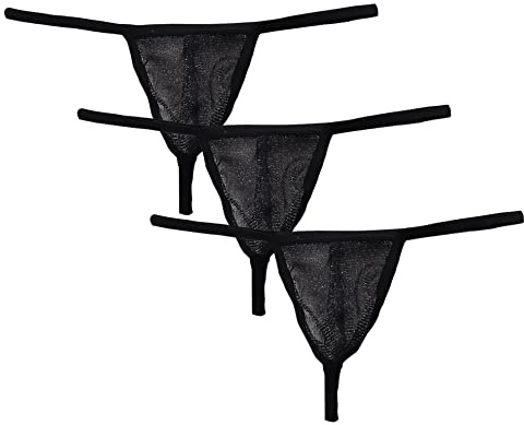 Detwen Stringtrosor för män, tanga, lätta stringar, genomskinliga underkläder för män, svart, XL
