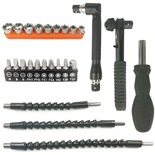 XTUDOU 25 Stück Flexible Welle für Akkuschrauber (Akkuschrauber, Bohrerverlaengerung, um die Ecke Schrauber) Flexibler Bithalter VerläNgerung für Elektrische Bohrmaschinen