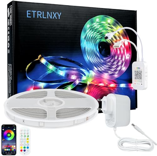 LED Strip 20m Schlafzimmer RGB Led Streifen Bluetooth Lichtband 5050 Stripes mit App und Fernbedienung, Musikrhythmus Sync Dimmbar Farbwechsel Timer, LED Leiste Band 24V Netzteil Lichterkette