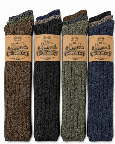 ARG 3 Pairs Mens Soft Thermal Premium Quality Long Wool Blend Boot Socks Mix Colours Size UK 6-11 EU 39-46