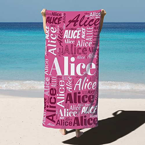 CUDIYST Personalised beach towel Custom bath towels with Name Personalized beach towels for adults Quick Dry Towel for Bath Beach, Summer, Fitness, Pool Party, Swimming, 30''x59''/35.4''X70.9''