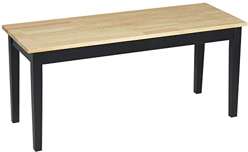 HOMCOM Träbänk för 2 personer, tvåfärgad, naturlig sits och svart stativ - 102 x 36 x 45 cm