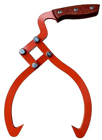 Wood Handle 2 Claw Skidding Tongs Non-Slip Grip, Log Lifting, Handling, Dragging & Carrying Tool (12 in)