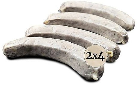 Büffel Bill Chili Cheese Bratwurst I 2x4 Würstchen á 100 g bestehend aus Büffelfleisch & Schweinefleisch I Büffelwurst feurig verfeinert mit roter Chili