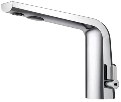 XJTNLB Wasserhahn mit Sensor Batterie Infrarot Sensor Wasserhahn mit Einstellbarem Temperaturbegrenzer Wasserhahn Bad Chrom