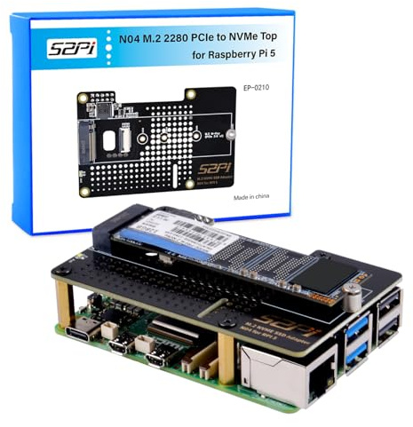 GeeekPi N04 M.2 M-Key NVMe SSD Shield für Raspberry Pi 5, M.2 2280 PCIe to NVMe SSD Shield Pip PCIe Peripheral Board Top für Raspberry Pi 5 4GB/8GB/16GB