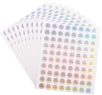 QUARKZMAN Autocollants Ronds Adhésifs de Contrôle de Qualité, Approuvés QC, 10 x 10 mm, pour Inventaire D'Entrepôt, Lot de 10, Couleur Laser