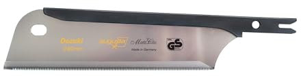 Lama di ricambio per sega giapponese Augusta, 240 mm, sega per legno in acciaio lucido C75, per tagli fini, sega tradizionale con robusto dorso in acciaio e manico in rafia